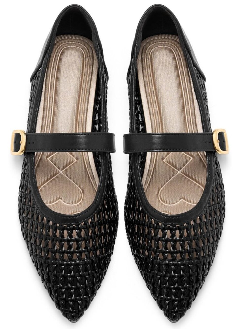 Women's Mesh Mary Jane Ballet Flats Comfort Woven Pointed Toe Shoes